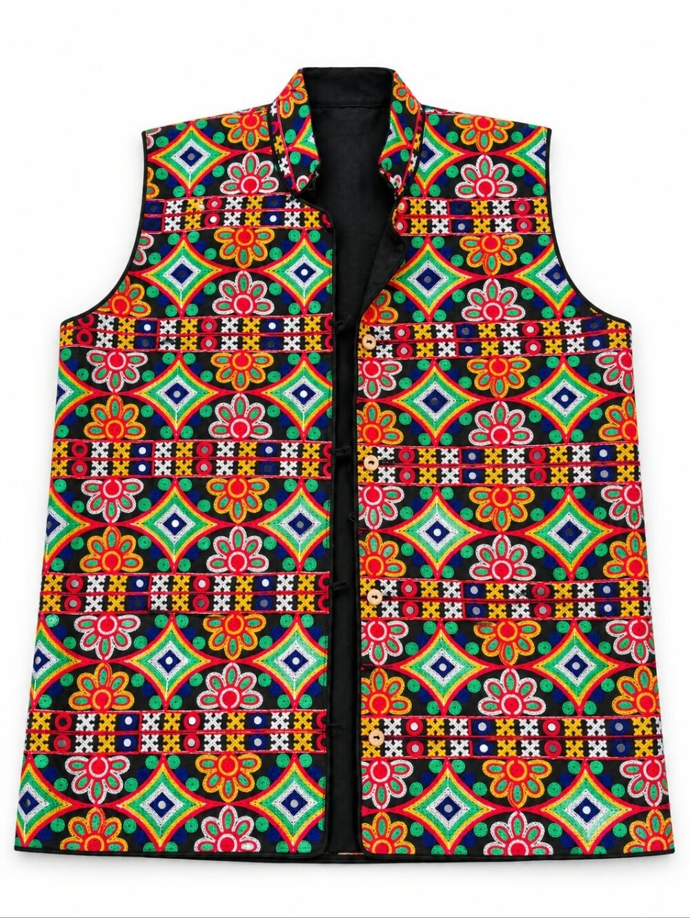 Vibrant Multi-Color Quilted Floral Geometric Vest - Sleeveless Layering